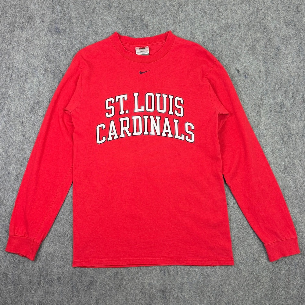 Nike Team St Louis Cardinals Long Sleeve T-Shirt Mens Small Red Center Swoosh